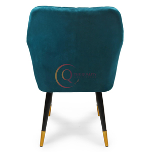Suntuoso sofá sillón de terciopelo verde azulado con elegantes patas negras con puntas doradas, lo que lo convierte en una pieza de acento elegante en cualquier habitación. - Product Image 5
