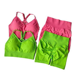 Conjunto Deportivo de Yoga para Mujer, Cintura Alta, Color Sólido, Logotipo Personalizado, Sin Costuras, Efecto Push-Up, Venta al Por Mayor de Fábrica - Product Image 6