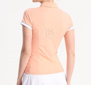 Polo de qualité unie à logo OEM personnalisé, coupe ajustée, vêtements de golf en maille pour le sport, polo de golf à manches courtes pour femmes, polo de golf respirant, OEM - Product Image 2