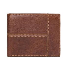 Cartera delgada de cuero genuino para hombre de moda superior, protección RFID, múltiples ranuras para tarjetas, tarjetero de diseñador, cremallera, monedero corto sólido - Product Image 3