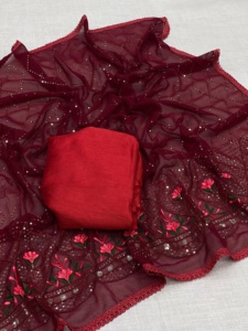 Calidad de exportación India Atractivo Hermoso Último vestido Georgette Sari Blusa con bordado Trabajo Exportador y proveedor indio - Product Image 6