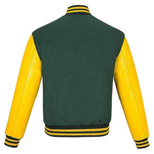 Blouson universitaire d'hiver personnalisé pour homme en laine/cuir, col montant, style Letterman, avec logo frontal, vierge et uni, vente en gros - Product Image 3