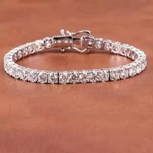 Pulsera de tenis de diamante de corte redondo de oro minimalista, pulsera apilable de moissanita, regalo de aniversario romántico para esposa - Product Image 3