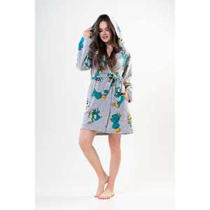 Bata corta con capucha de forro polar para mujer con bolsillos, sudaderas cómodas - Product Image 1