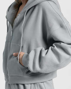 Sudadera con Capucha Personalizada de Alta Calidad para Mujer, Sudadera Holgada de Forro Polar con Cremallera y Logotipo, Fabricante OEM/ODM - Product Image 2