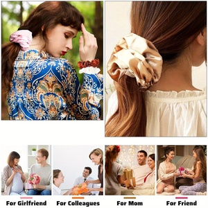 Esasilk Summer <strong>Hot</strong> Best Seller Shinny Silk Oeko-Tex Certified Hair Scrunchies Set Fashionable Black Ivory <strong>Pink</strong> Custom <strong>Headbands</strong> - Product Image 3