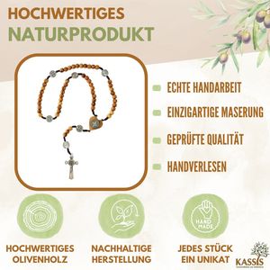 Chapelet de Saint Benoît en bois d'olivier - fabriqué à la main à Bethléem - Product Image 2