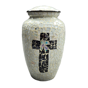 Nouveau Design Mosaïque Urne Crémation Croix Urne Funéraire Mémorial Verre Brillant Adulte Urne pour Cendres Humaines - Product Image 3