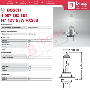 BHL604 1 Pieza Bombilla Halógena BÁSICA 1 987 302 804 H7 12V 55W PX26d para Faro Delantero Luz Baja Luz Alta Lámpara Antiniebla - Product Image 5