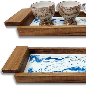 Bandeja de Servir de Madera y Mármol para Cocina y Comedor, Bandeja de Servir de Madera y Mármol de Primera Calidad con Diseño Elegante, HECHA A MANO - Product Image 1