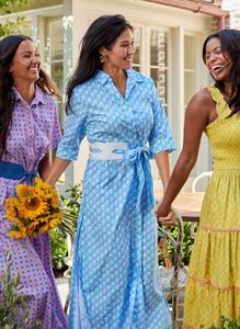 Última venta al por mayor hermoso y elegante estilo ucraniano bordado Midi vestido azul y blanco bordado vacaciones Casual Maxi vestido - Product Image 2