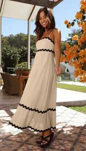 2025 plus récent prix dames 100% coton noir longue Maxi robe col carré plaine teint décontracté avec dentelle Maxi robe - Product Image 2