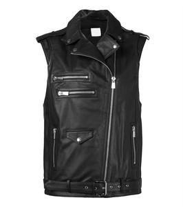 Chaleco de Cuero Estilo Piloto con Parche en el Cuello, Personalizado, Único, con Cierre de Cremallera y Botón, Informal de Invierno para Hombre, 100% Cuero Marrón Genuino - Product Image 4