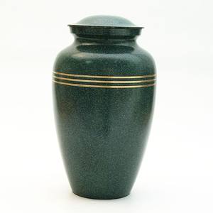 Urne funéraire en laiton pour cendres humaines - Urne funéraire en métal massif avec bande dorée classique - Product Image 3