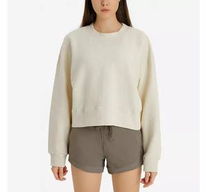 เสื้อสเวตเชิ้ตโอเวอร์ไซส์แบบสั่งทำพิเศษสำหรับผู้หญิง แขนปกติ คอกลมทรงหลวม บุผ้าโพลีเอสเตอร์/คอตตอน สำหรับฤดูหนาว สีพื้น 2 ชิ้น - Product Image 5