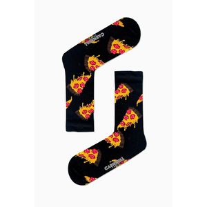 Black Pizza Slice <b>Cartoon</b> Patterned <b>Socks</b> Breathable Lightweight Nylon Silk Custom Logo One Size Fits All for Spring Daily Use - Product Image 1