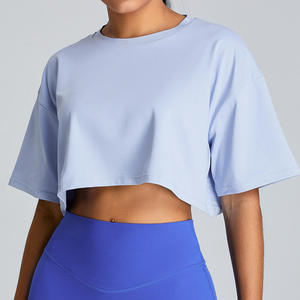 Haute qualité dames haut court T-Shirt Slim Fit Sexy Style surdimensionné avec manches courtes rayonne Spandex coton ajusté vêtements - Product Image 2