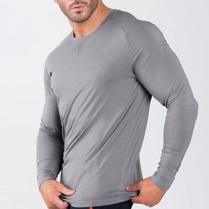 Séchage rapide de haute qualité personnalisé à manches longues gris T-shirt pour homme coupe régulière col rond Jersey tissu respirant écologique OEM - Product Image 5