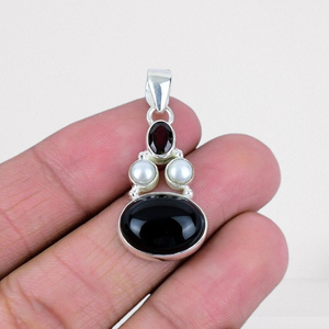 Onyx noir pierre précieuse meilleure conception Spinner pendentif 925 Sterling parfait cadeau de mariage argent avec 925 timbre meilleure qualité bijoux - Product Image 1