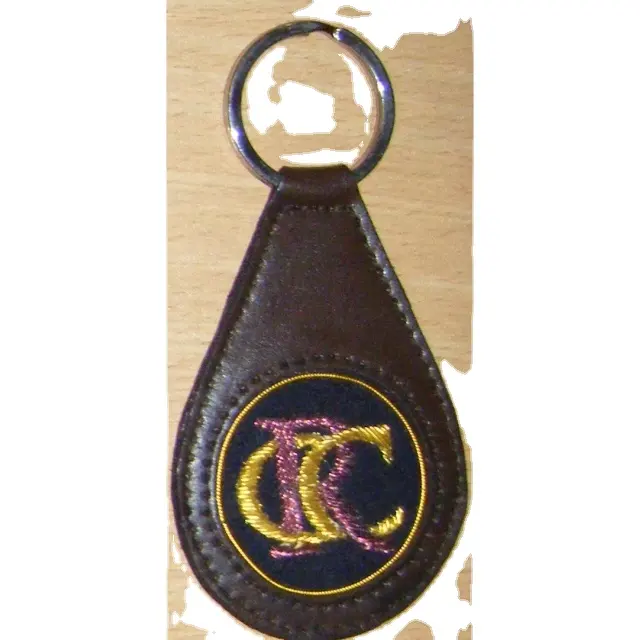 Wholesale Hand Embroidered Key Fob Customized Stripes Aviation Airport Pilot Luxury Custom Made Embroidered Fashion Key Rings