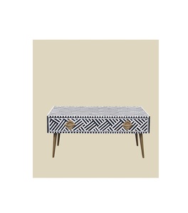 Cajón con incrustaciones de hueso y mesa de centro, muebles hechos a mano con artesanía tradicional, decoración de lujo para la sala de estar. - Product Image 4