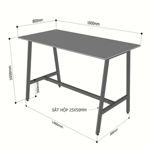 <b>Computer</b> <b>Desk</b> Rubber Wood Standing Table 160x80x105cm Iron Legs Assembly Required STD68036 - Product Image 3