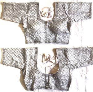 Modern O-Neck <b>Women's</b> Blouse Woven Design Fashionable Embroidered Patchwork Sequined Thread Foil Button Decoration for Weddings - Product Image 3