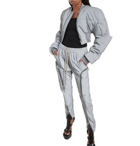 แจ็คเก็ตบอมเบอร์บุนวมสำหรับผู้หญิงแจ็คเก็ตบอมเบอร์แบบมีซิปมีกระเป๋าสำหรับฤดูหนาว - Product Image 5