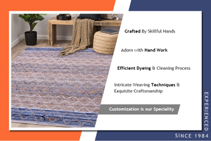 Alfombras de suelo para todas las estaciones lavables con diseño geométrico tejido a mano de material de algodón 100% de fabricante superior al mejor precio competitivo - Product Image 2