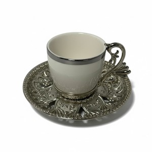 Vintage 6-Piece Cast Iron Cup <b>Set</b> 6 Porcelain Saucers Classic <b>Arabic</b> Design Reusable Cylinder Ceramic Coffee Mugs for Home Use - Product Image 1