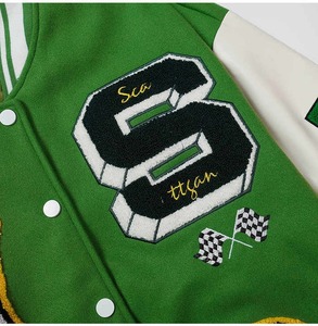 Chaqueta de béisbol para hombre con manga de cuero y logotipo bordado M - Product Image 3