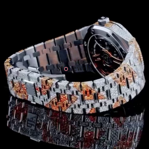 Hip Hop Style Stainless Steel <b>Watch</b> Handmade Studded Wristwatch Two Tone Gold Plating Diamond High Quality Luxury Men's <b>Watch</b> - Product Image 3