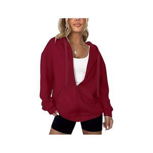 Veste éponge surdimensionnée pour femme 80% coton 20% polyester capuche surdimensionnée en prune fourniture en gros - Product Image 3