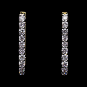 Elegantes pendientes de aro de oro amarillo de 14 quilates con diamantes naturales de corte redondo, joyería fina Everyday Glamour en Configuración de pavé - Product Image 4