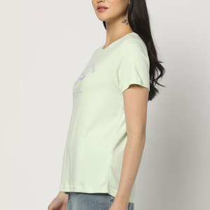 เสื้อยืดเอวลอยสำหรับผู้หญิงเสื้อยืดแขนสั้นเป็นมิตรกับสิ่งแวดล้อมเสื้อยืดแฟชั่น100% ลายสก๊อตสไตล์ฤดูร้อน - Product Image 2