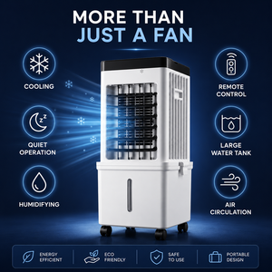 Modern 3-in-1 Electric Air Cooler Humidifier & Purifier Low Noise Portable AC Fan for Garage Use Made of <b>Plastic</b> - Product Image 3