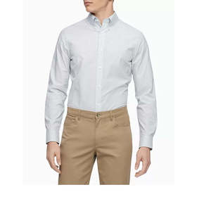 Camicia Elegante a Righe Calvin Klein da Uomo, Taglia XL, Vestibilità Slim, Elasticizzata, 100% Cotone Popeline Antipiega, Bianca, ODM - Product Image 1