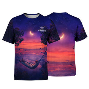 Camiseta de poliéster de talla grande personalizada al por mayor con logotipo de impresión por sublimación tejido de punto personalizado - Product Image 1