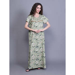 Peignoir/Nuisette décontracté pour femme en gaze tissée 100% coton, à manches courtes, imprimé floral, avec taille élastique et poche latérale, doux, taille XS - Product Image 2