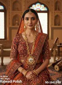 Alta demanda Rajwadi polaco 29 cm y 76 GM conjuntos de collar antiguo 29 cm y 76gm conjunto de joyería de mujer para venta de exportación - Product Image 5