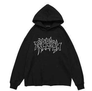 Manufacturer Premium Unisex Winter <b>Hoodies</b> Screen Printed Streetwear Hip Hop Distressed Vintage Washed Cropped Raw Hem Hoodie - Product Image 5