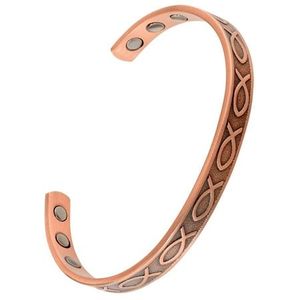 Handcrafted Artistic Fish <b>Copper</b> <b>Bracelet</b> with 6 Magnets Diamond Encrusted for Weddings Z Crafts - Product Image 1