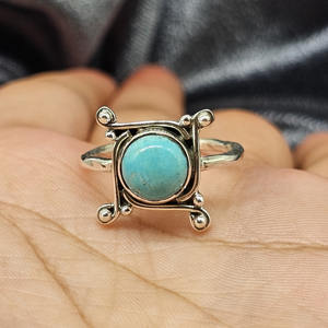 NATURAL TURQUOISE <b>RING</b> 925 Sterling Silver <b>Ring</b> Handmade <b>Ring</b> Designer <b>Ring</b> <b>Statement</b> <b>Ring</b> Natural Turquoise <b>Ring</b> Women's <b>Ring</b> - Product Image 4