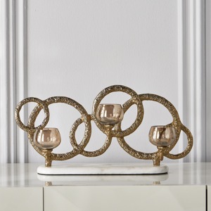 Bougeoir en or de luxe Accent décoratif pour la maison Centre de table élégant pour mariage festif et décoration de fête - Product Image 2