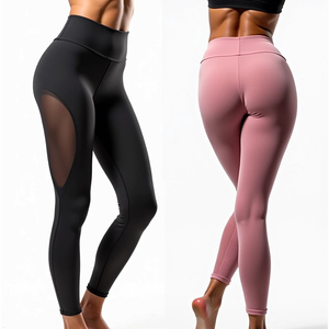 Women's Customizable Solid <b>Pattern</b> Gym Pants Elastic Mid-Waist Yoga <b>Leggings</b> with OEM Service - Product Image 3