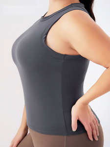 Camiseta Deportiva sin Mangas con Cuello Redondo para Mujer, Talla Grande, Ajustada, Compresión, Sexy, para Gimnasio - Product Image 5