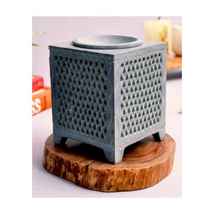 Pierre ollaire de forme carrée unique faite à la main avec brûleur à mazout d'arôme de travail de sculpture pour hôtel et restaurant - Product Image 3