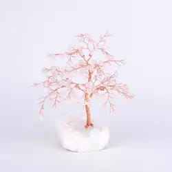 Nouvel arrivage de pierres précieuses de Base en grappe blanche, arbre naturel artisanal en Quartz Rose, arbre d'argent pour les décorations - Product Image 5