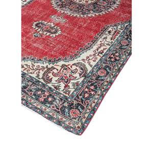 Tapis en laine noués à la main de grande taille, style vintage, motif médaillon rouge et orange, pour salon ou couloir - Pae-2324 - Product Image 2