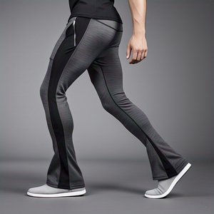 Mallas de compresión para entrenamiento de hombre, cintura elástica, gimnasio, fitness, ejercicio atlético, pantalones acampanados - Product Image 1